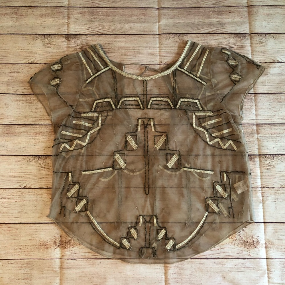 Free People Sheer Beaded Top